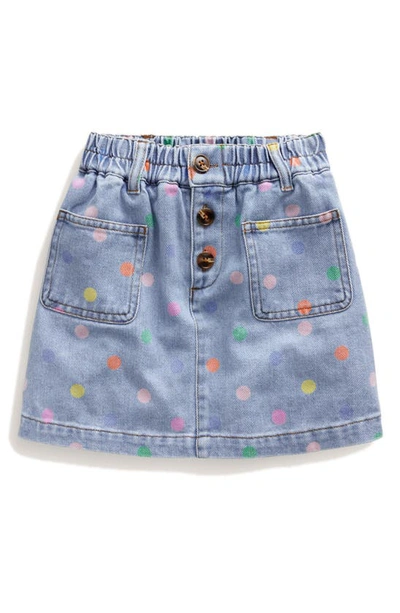 Mini Boden Kids' Polka Dot Cotton Denim Skirt In Denim Multi Spot