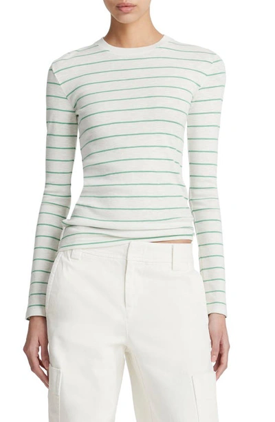 Vince Striped Long Sleeve Crew Tee Parakeet Combo In Parakeet Combo