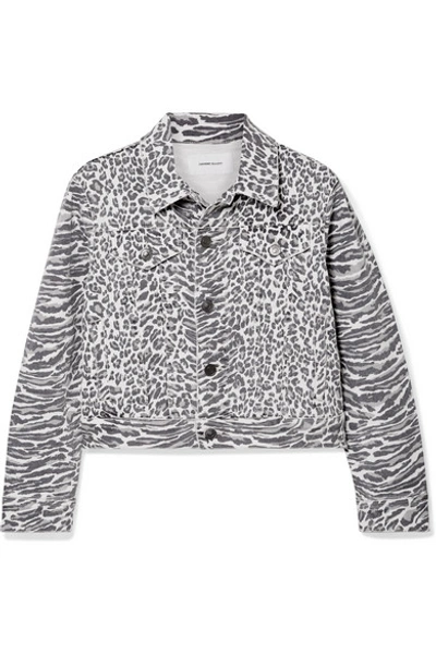 Current Elliott Current/elliott The Baby Trucker Leopard Print Denim Jacket In Warped