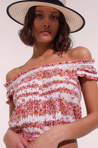 Poupette St Barth Top Alba In Pink Waves Flowers