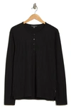 John Varvatos Waffle Stitch Long Sleeve Henley In Black