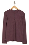 John Varvatos Waffle Stitch Long Sleeve Henley In Dark Plum