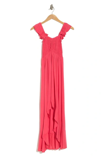 Boho Me Maxi Ruffle Cover-up Dress In Watermelon