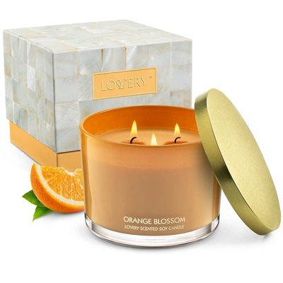 Lovery Orange Blossom Candle Gift Set, 3 Wick Home Soy Candles, 13oz