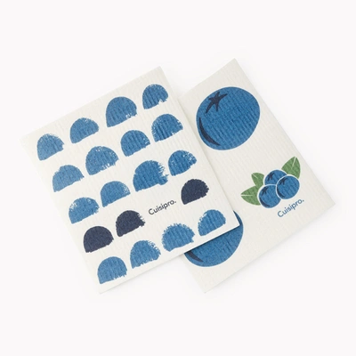 Cuisipro All Purpose Eco-cloth Sponge Cloth, Blue Dots/blueberry, Set Of 2