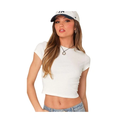 Edikted Better Basics Stretch Cotton Crop T-shirt In White