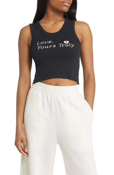 Boys Lie Yours Truly Crop Rib Tank In Black