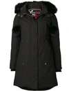 Moose Knuckles Zipped Fur-trim Coat In Black