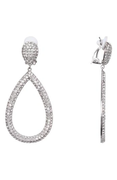 Nina Pave Swarovski Crystal Clip-on Earrings In White/ Silver