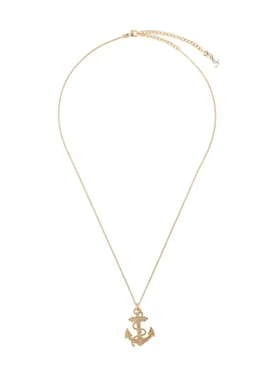 Saint Laurent Anchor Pendant Necklace In Metallic