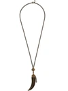 Saint Laurent Folk Saber Horn Charm Pendant Necklace In Bronze