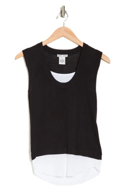 Sweet Romeo Two-tone Sleeveless Sweater In Black/ White