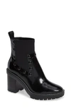 Tory Burch Women's Preston Round-toe Studded High-heel Leather Boots In Perfect Black/perfect Black