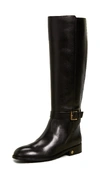 Tory Burch Women's Brooke Round Toe Leather Riding Boots In Perfect Black