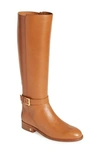 Tory Burch Women's Brooke Round Toe Leather Riding Boots In Tan