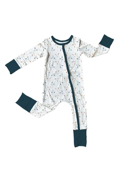 Laree + Co Babies' Braxton Steer Print Convertible Snap Footie Pajamas In White
