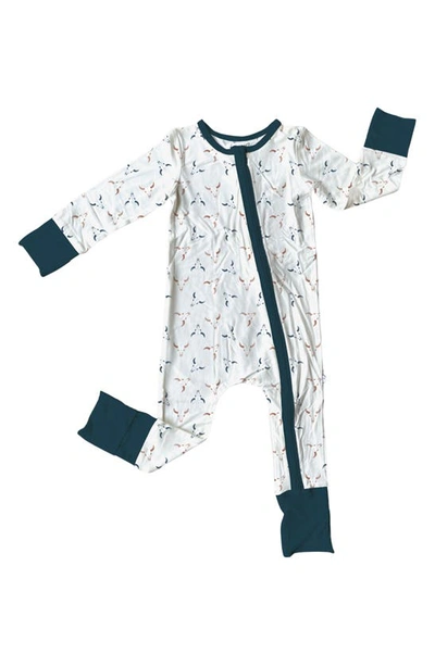 Laree + Co Babies' Braxton Steer Print Convertible Zip Footie Pajamas In White