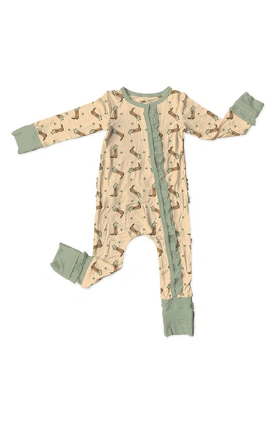 Laree + Co Babies' Wild West Ruffle Accent Convertible Snap Footie Pajamas In Beige