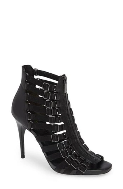 Donna Karan Kat High Sandal In Black Calf/ Satin