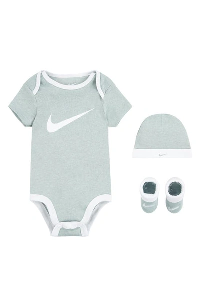 Nike Babies'  Swoosh 3-piece Box Set In Mica Green Heather