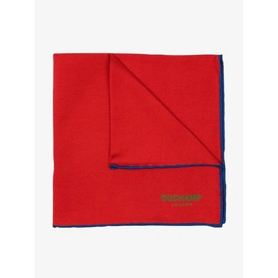 Duchamp London Plain Contrast Pocket Square In Red