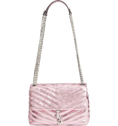 Rebecca Minkoff Edie Metallic Leather Shoulder Bag - Pink