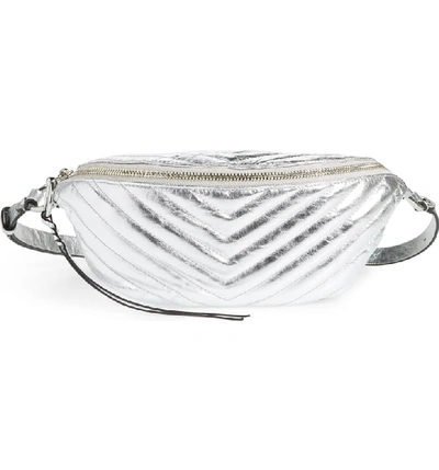 Rebecca Minkoff Edie Metallic Leather Belt Bag - Metallic In Silver