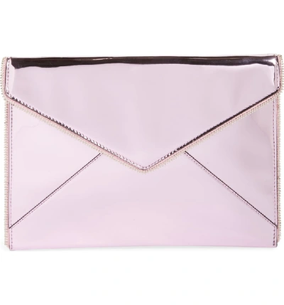 Rebecca Minkoff Leo Mirror Leather Envelope Clutch In Pink