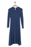 Go Couture Long Sleeve A-line Dress In Marine Navy