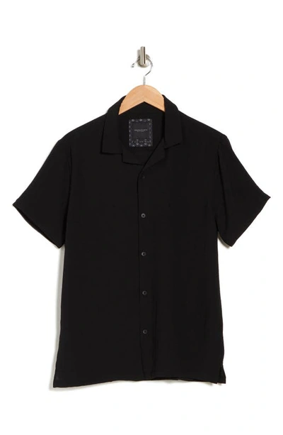 Denim And Flower Solid Camp Shirt In Black