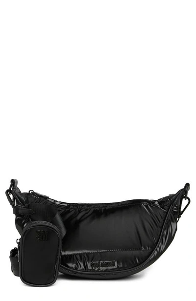 Steve Madden Crest Nylon Sling Crossbody Bag In Black/ Black