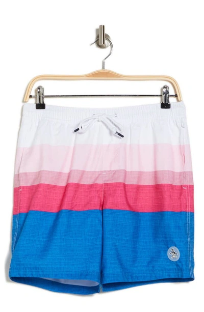 Original Penguin Recycled Polyester Blend Swim Trunks In Lapis Blue