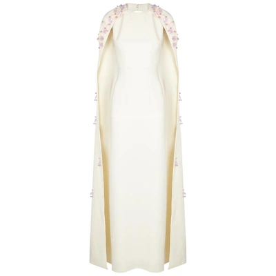 Safiyaa Celine Ivory Embellished Cape Gown