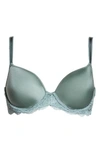 Wacoal Lace Affair Underwire Contour Bra In Balsam Green/ Slate