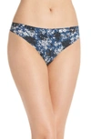 Calvin Klein Invisibles Thong In Simple Floral/ Lyria Blue