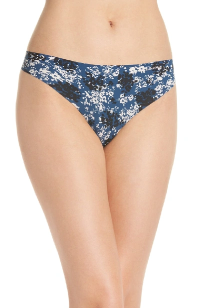 Calvin Klein Invisibles Thong In Simple Floral/ Lyria Blue