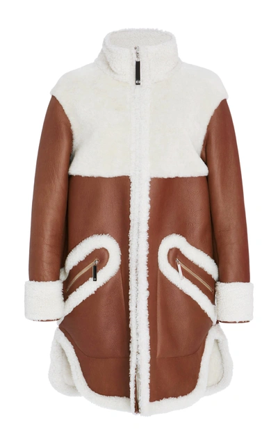 Maison Ullens Long Sleeve Shearling Coat In Brown