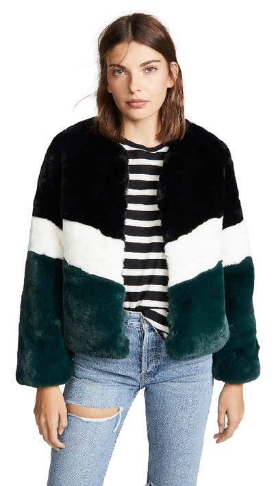 Apparis Brigitte Color-blocked Faux Fur Jacket In Multicolor