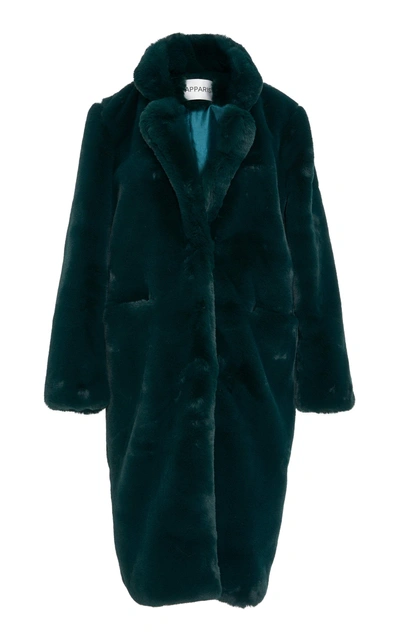 Apparis Laure Faux Fur Coat In Green