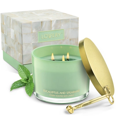 Lovery Eucalyptus & Spearmint Home Candle Gift Set & Wax Trimmer, 2-pc. Soy Candles