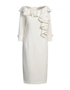Luis Civit Woman Midi Dress Cream Size 8 Polyester, Polyurethane In White