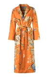 Maison Alma Calor Y Rosas Linen Wrap Coat In Orange