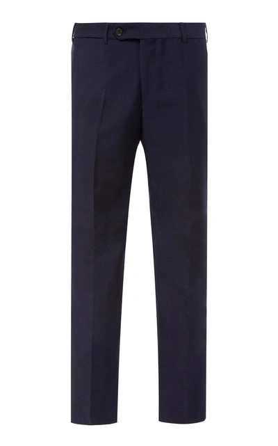 Eidos Wool-mohair Straight-leg Trousers In Navy