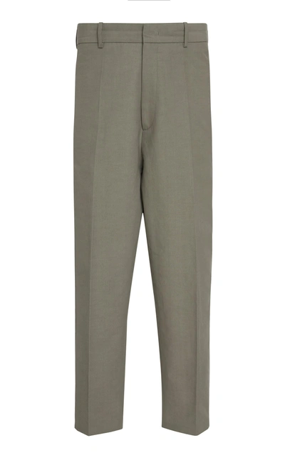 Jil Sander Cropped Cotton-blend Straight-leg Pants In Neutral