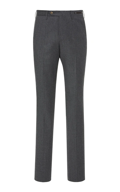 Pt01 Flat-front Gentleman-fit Trousers In Grey