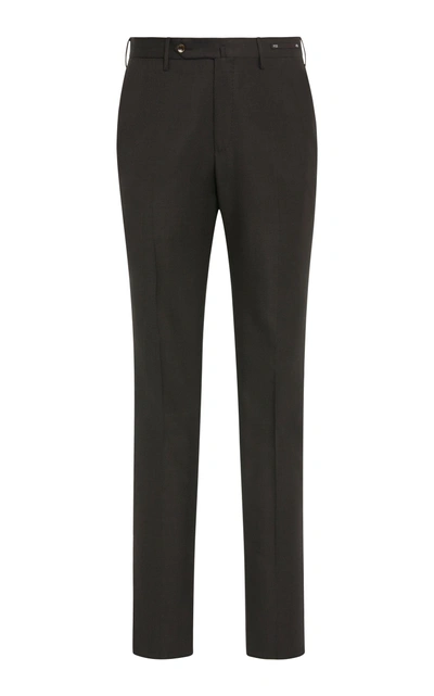 Pt01 Flat-front Gentleman-fit Trousers In Brown