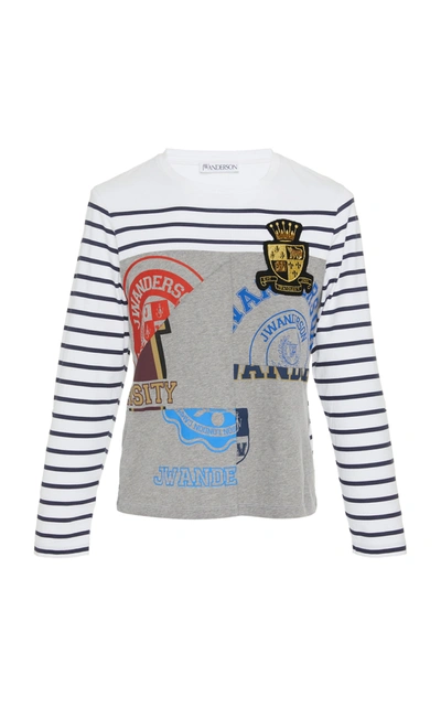 Jw Anderson Breton And Print Long Sleeve Jersey T-shirt In Multi
