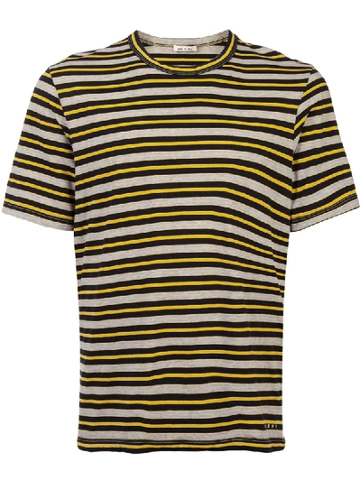 Marni Yellow & Grey Striped T-shirt In Black