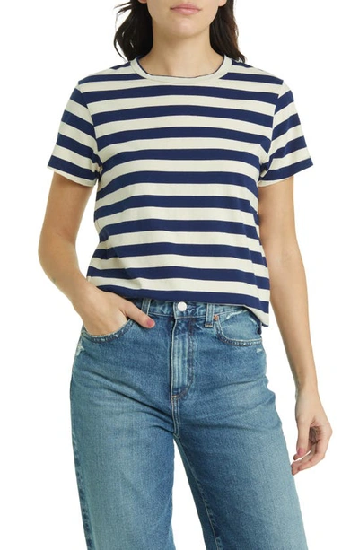 The Great The Little Stripe T-shirt In Navy And Cream Scholar Stripe