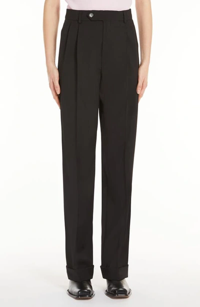 Sportmax Low Rise Cuff Wool Trousers In Black